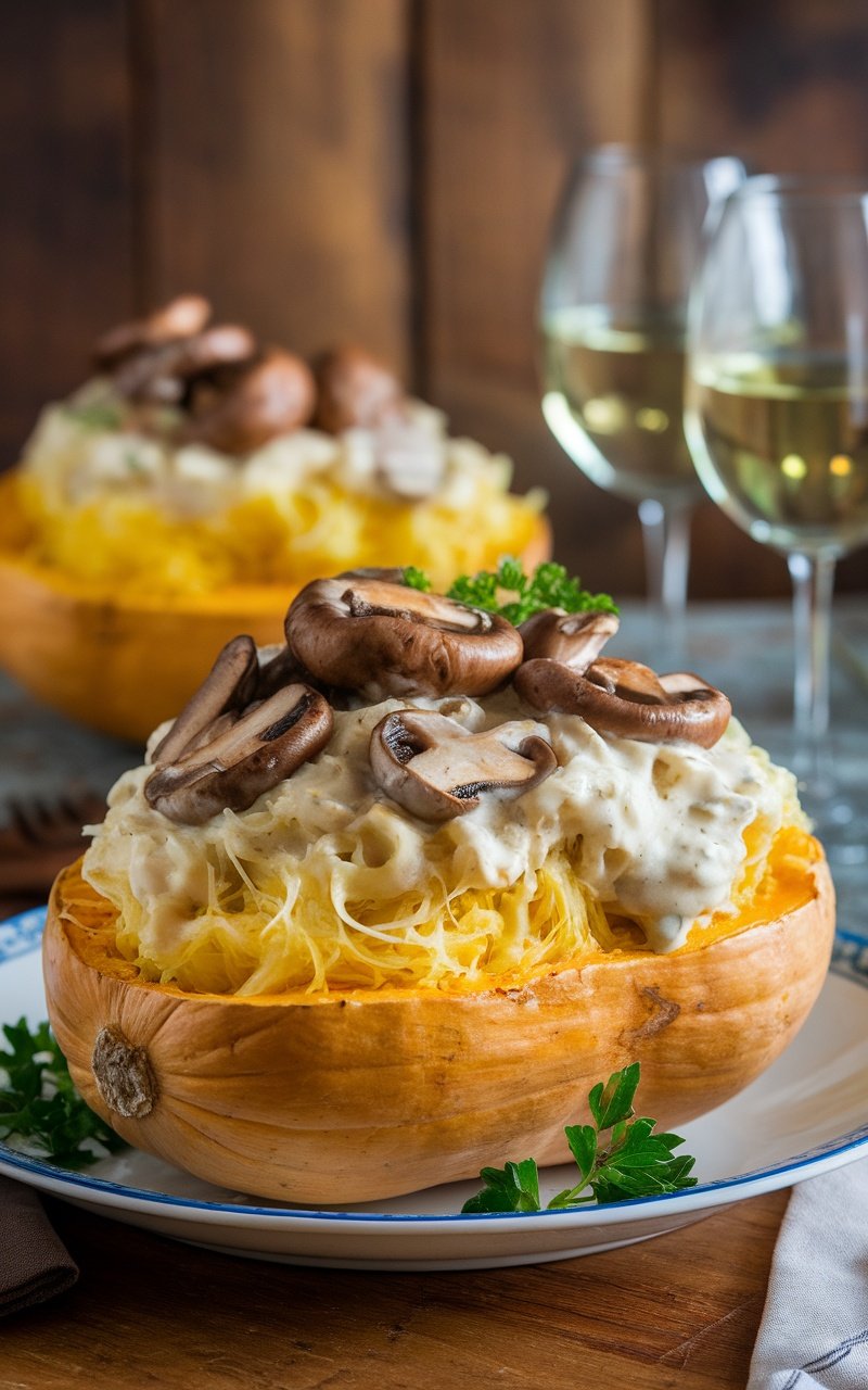 Mushroom-Alfredo-Stuffed-Spaghetti-Squash.