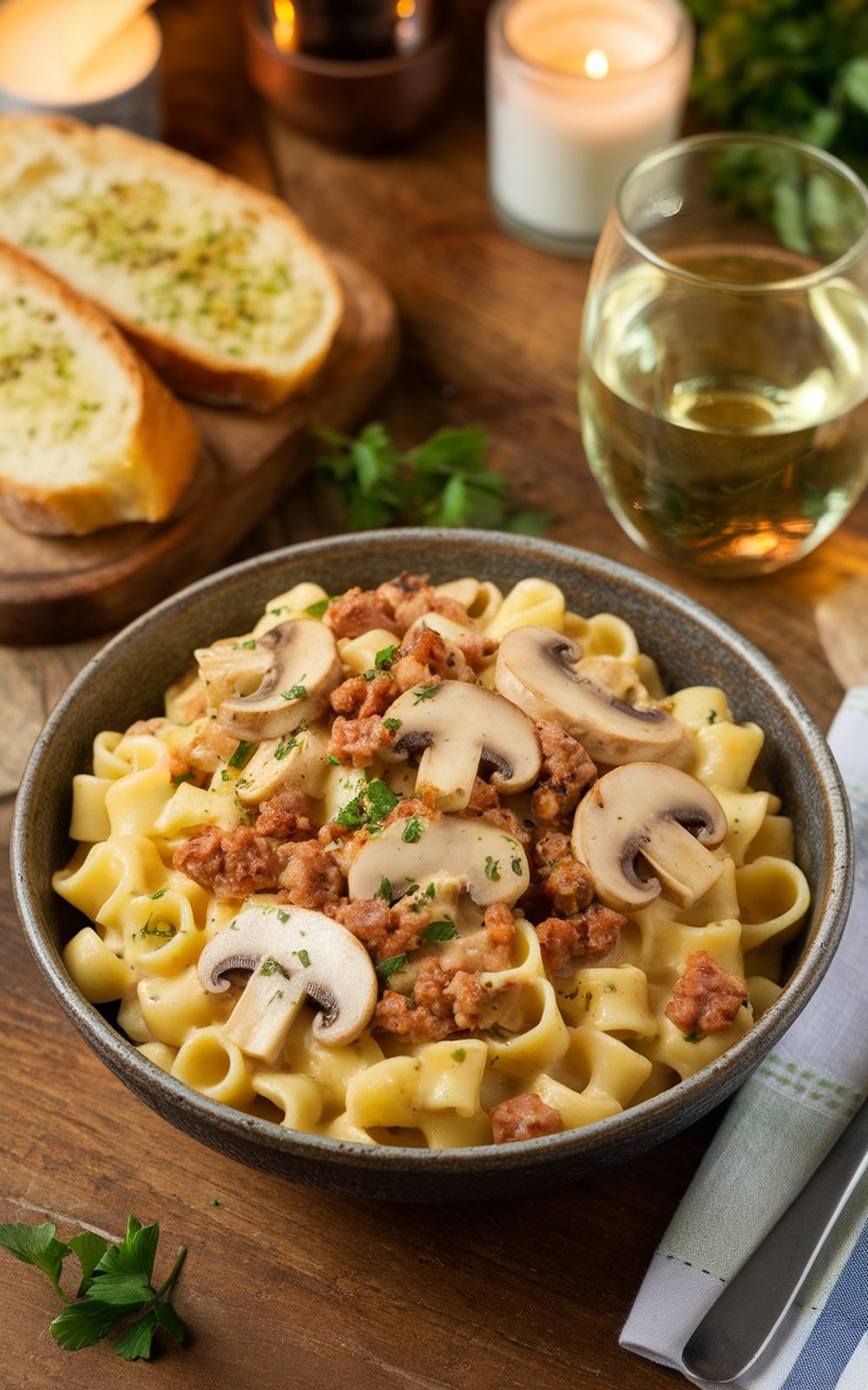 Delicious-Creamy-Mushroom-and-Sausage-Pasta