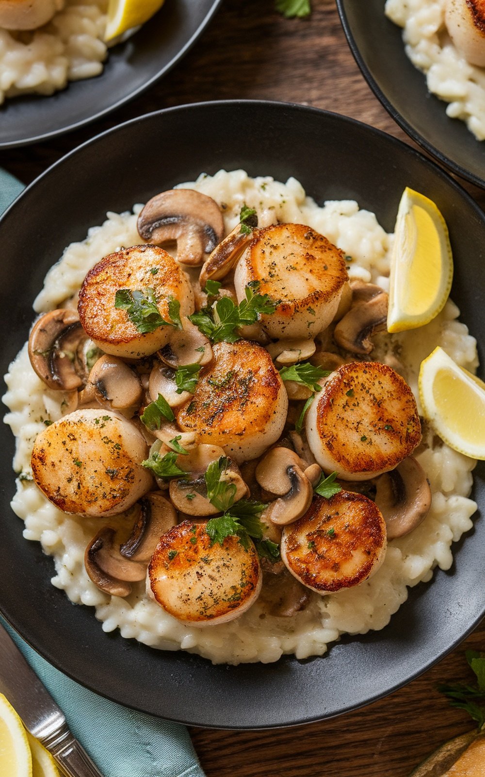 Delicious-Pan-Seared-Scallops-with-Garlic-Mushroom-Sauce